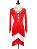 Robes de danse latine robe de frange strass rouge femmes costume de danse Déguisements Halloween