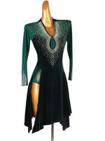 Robes de danse latine Robe en lycra Spandex vert foncé pour femmes Vêtements de danse de danseuse latine