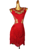 Robes de danse latine Robe Lycra Spandex pour femme rouge Costume de danse de danseuse latine