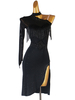 Robes de danse latine Robe noire en Lycra Spandex pour femme Costume de danse de danseuse latine