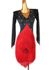 Robes de danse latine Robe noire en lycra Spandex Robe de danse latine