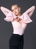 Robes de danse latine rose pour filles vêtements à volants combinaison Sexy en Polyester Costume de danse
