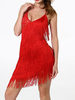 Robes de danse latine rouge dos nu frange femmes robe sexy vêtements de danse Déguisements Halloween