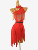 Robes de danse latine rouge femmes frange robe vêtements de danse