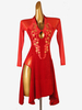 Robes De Danse Latine Rouge Femmes Robe En Lycra Spandex Costume De Danse