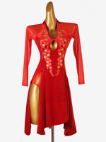 Robes De Danse Latine Rouge Femmes Robe En Lycra Spandex Costume De Danse