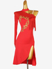 Robes De Danse Latine Rouge Femmes Robe Fendue Frange Costume De Danse