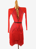 Robes De Danse Latine Rouge Robe Élégante En Lycra Spandex Femmes Manches Longues