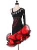 Robes de danse latine strass volants costume de danse noire Déguisements Halloween