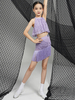 Robes de danse latine violet ensemble pour filles haut en Polyester jupe vêtements de danse