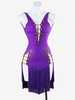 Robes de danse latine violettes pour femmes robe en lycra et spandex vêtements de danse latine à franges sexy