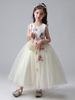 Robes de demoiselle dhonneur blanc écru col bijou sans manches longueur cheville robe de princesse fleurs en tulle perles brodées formelles enfants robes de reconstitution historique