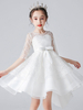 Robes de demoiselle dhonneur blanches col bijou demi-manches arcs robes de soirée sociale pour enfants