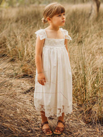 Robes de demoiselle dhonneur blanches col bijou sans manches en dentelle robes de soirée sociales pour enfants