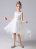 Robes de demoiselle dhonneur blanches col bijou sans manches robe de princesse courte arcs enfants robes de soirée sociale