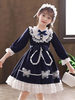 Robes de demoiselle dhonneur Bleu marine Décolleté conçu Tulle Manches longues Longueur genou A-Line Bows Robes de soirée pour enfants
