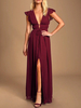 Robes de demoiselle dhonneur bordeaux en mousseline de soie col en V manches courtes une ligne en mousseline de soie robes de soirée longueur au sol