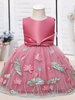 Robes de demoiselle dhonneur Col bijou Polyester Sans manches Polyester Coton Tulle Longueur genou Trapèze Brodé Robes de soirée pour enfants