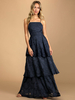 Robes De Demoiselle Dhonneur Col Carré Bretelles Cou Polyester Sans Manches Dos Nu Princesse Silhouette Bleu Marine Longueur De Plancher Robe De Soirée De Mariage