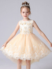 Robes de demoiselle dhonneur couleur champagne col bijou fleurs sans manches robes de soirée pour enfants robe de princesse