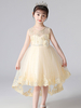 Robes de demoiselle dhonneur couleur champagne col bijou sans manches perlées enfants robes de soirée sociale