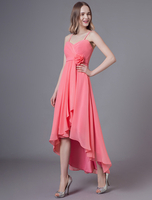 Robes de demoiselle dhonneur courtes Bretelles Fleurs basses asymétriques Robe de soirée nuptiale