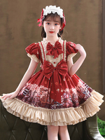 Robes de demoiselle dhonneur Décolleté conçu Tulle Manches courtes Longueur genou A-ligne Arcs Rouge Robes de soirée pour enfants