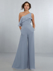 Robes de demoiselle dhonneur en mousseline combinaison asymétrique épaule dénudée robe de soirée de mariage
