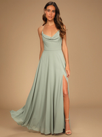 Robes de demoiselle dhonneur en mousseline de soie ligne a bretelles Spaghetti fente haute robe de soirée de mariage