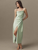 Robes de demoiselle dhonneur en soie élastique comme du satin gaine longueur thé robes formelles