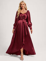 Robes de demoiselle dhonneur en soie élastique comme robe de bal en satin longueur au sol robes formelles