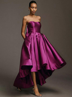 Robes de demoiselle dhonneur en tissu satiné ligne a longueur au sol robe de soirée de mariage
