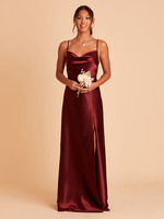 Robes de demoiselle dhonneur en tissu satiné ligne a longueur au sol robe de soirée de mariage