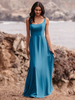 Robes de demoiselle dhonneur élastiques en soie comme du satin ligne a longueur au sol robe de soirée de mariage