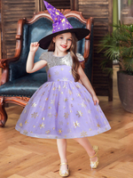Robes de demoiselle dhonneur lavande col bijou coton mélangé sans manches princesse Silhouette paillettes longueur au genou enfants robes de soirée sociale
