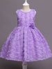 Robes de demoiselle dhonneur lavande col bijou fermeture éclair sans manches mélange de coton polyester enfants robes de soirée sociale
