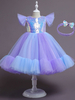 Robes de demoiselle dhonneur lilas col bijou manches courtes mélange de coton paillettes de polyester formelles robes de reconstitution historique pour enfants