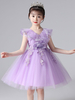Robes de demoiselle dhonneur pourpres col en V sans manches en tulle dentelle robes de soirée pour enfants