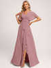 Robes de demoiselle dhonneur robe de bal longueur au sol fermeture éclair en mousseline de soie robe de soirée de mariage