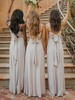 Robes de demoiselle dhonneur Robe de soirée de mariage A-ligne longueur au sol à lacets Personnalisation gratuite