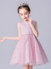 Robes de demoiselle dhonneur rose bijou cou tulle sans manches robe de princesse courte perles formelles enfants robes de reconstitution historique