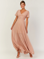 Robes de demoiselle dhonneur rose Blush col en V dos nu ligne a en mousseline robe longue de fête de mariage