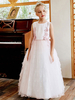 Robes de demoiselle dhonneur rose clair col bijou dentelle sans manches longueur cheville A-ligne ceinture enfants robes de soirée sociale
