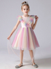 Robes de demoiselle dhonneur rose col bijou manches courtes enfants robes de soirée sociale robe de princesse