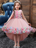Robes de demoiselle dhonneur rose col bijou sans manches nœuds fleurs tulle polyester coton formelle enfants robes de reconstitution historique