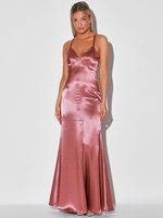 Robes de demoiselle dhonneur rose foncé dos nu sans manches en polyester sirène longueur au sol robe de bal