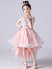 Robes de demoiselle dhonneur roses col bijou sans manches courtes princesse dentelle fleurs enfants robes de soirée sociale
