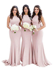 Robes de demoiselle dhonneur sirène bijou cou fermeture éclair Lycra Spandex étage longueur robe de soirée de mariage