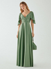 Robes de demoiselle dhonneur trapèze longueur au sol fermeture éclair élastique en soie comme satin robe de soirée de mariage