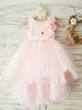 Robes de fille de fleur col robd en satin sans manches asymétrique Robe de princesse silhouette